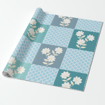 Elegant Floral Chequerboard Seamless Pattern 