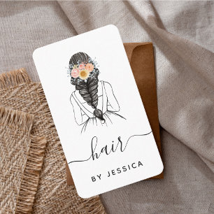 Elegant Floral Chic Bride Hairstyle Braid QR Code Business Card