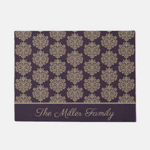 Elegant floral chic gold damask pattern  doormat