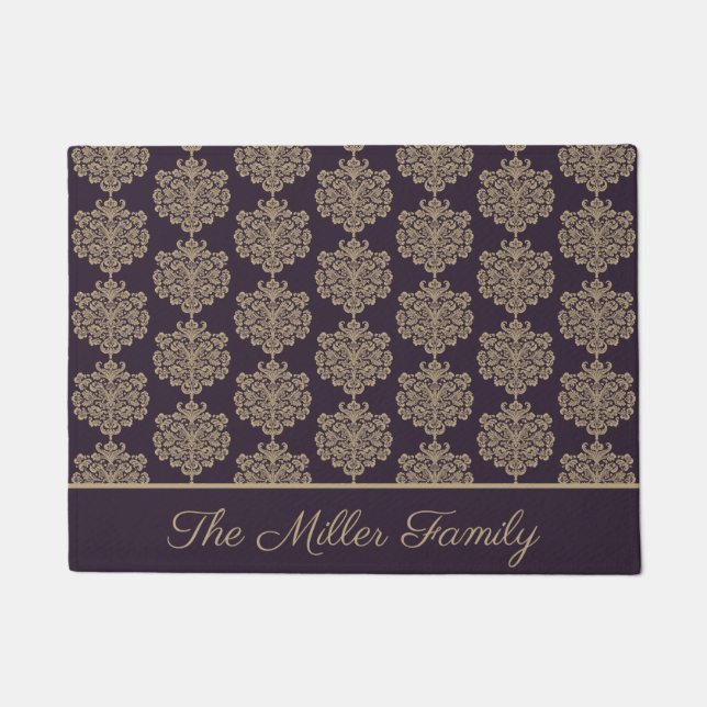 Elegant floral chic gold damask pattern  doormat (Front)