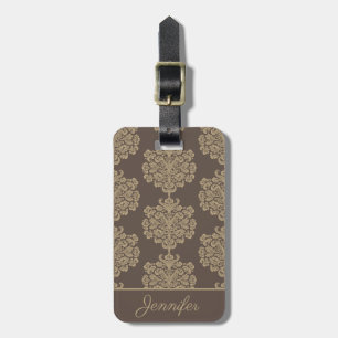 Elegant floral chic gold damask pattern  luggage tag