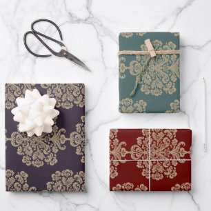 Elegant floral chic gold damask pattern wrapping paper sheet