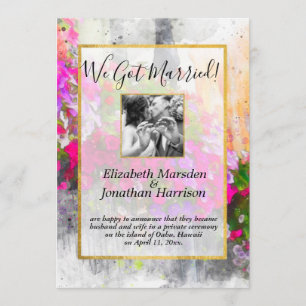 Elegant Floral Chic We Got Married Announcement