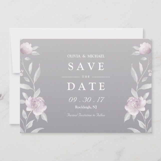 Elegant floral Chinoiserie Wedding save the date (Front)