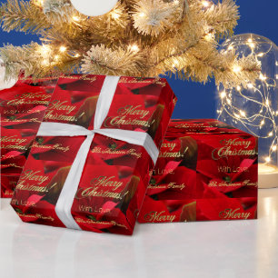 Elegant Floral Christmas Flowers Red Poinsettia Wrapping Paper