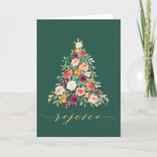 Elegant Floral Christmas Holiday Tree Card
