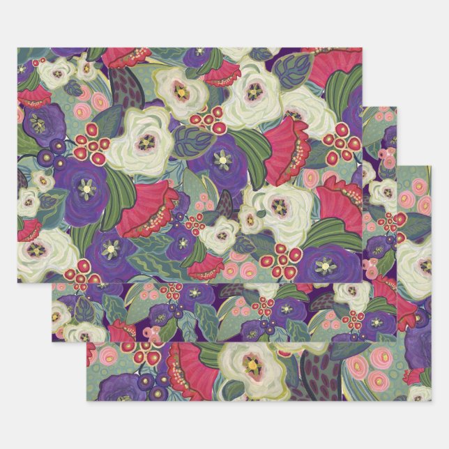 Elegant Floral Christmas Wrapping Paper  (Set)