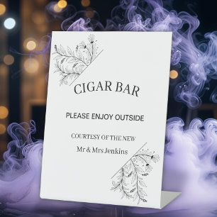 Elegant Floral "Cigar Bar" Wedding Pedestal Sign