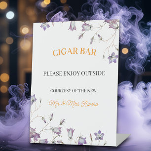 Elegant Floral "Cigar Bar" wedding reception  Pedestal Sign