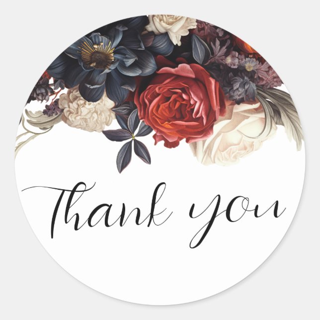 Elegant Floral Classic Round Sticker (Front)
