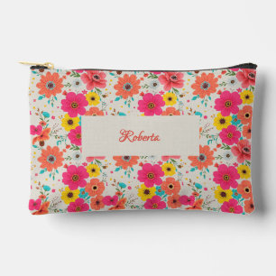 Elegant Floral Clutch with Roses  Accessory Pouch