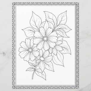 Elegant Floral Coloring Page Scrapbook Paper