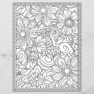 Elegant Floral Coloring Page Scrapbook Paper