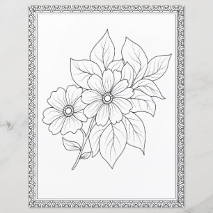 Elegant Floral Colouring Page Scrapbook Paper