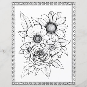 Elegant Floral Colouring Page Scrapbook Paper
