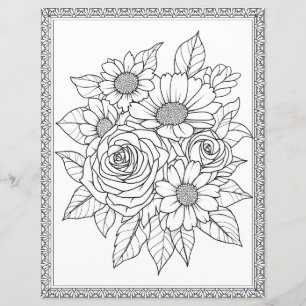 Elegant Floral Colouring Page Scrapbook Paper