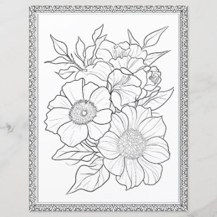 Elegant Floral Colouring Page Scrapbook Paper