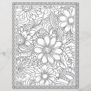 Elegant Floral Colouring Page Scrapbook Paper