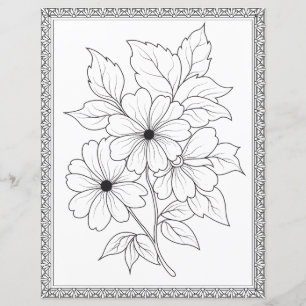 Elegant Floral Colouring Page Scrapbook Paper