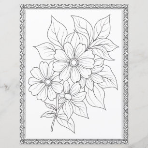 Elegant Floral Colouring Page Scrapbook Paper