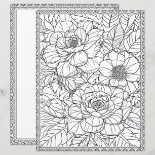 Elegant Floral Colouring Page Scrapbook Paper