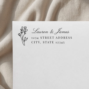 Elegant Floral Couple Names Wedding Return Address Self-inking Stamp