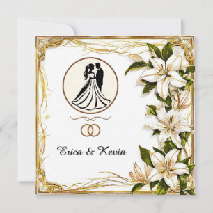 Elegant Floral Couple Silhouette Invitation