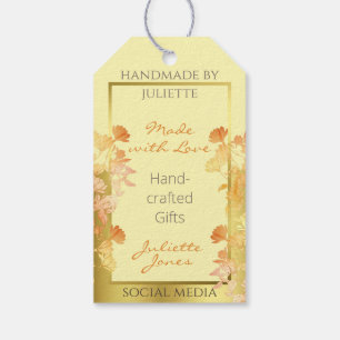 Elegant Floral Cream Orange Gold Product Packaging Gift Tags