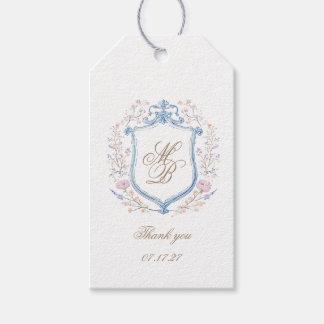 Elegant Floral Crest Wedding Gift Tags