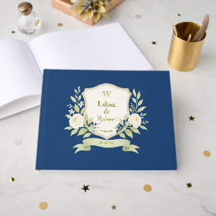Elegant Floral Crest Wedding Guest Book
