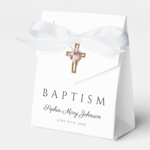 Elegant Floral Cross Baptism  Favor Box