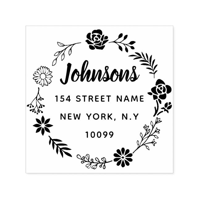 Elegant floral crown self-inking stamp (Design)
