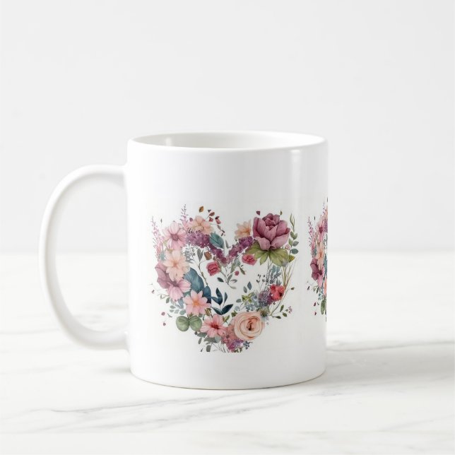 Elegant Floral Cup – Ceramic Mug Decorated with (Left)
