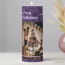 Élégant Floral Custom Family Photo Texte Violet