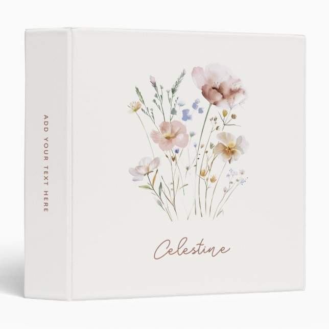 Elegant Floral Custom Name Binder (Front/Spine)
