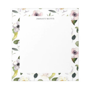 Elegant Floral Custom Name Notepad
