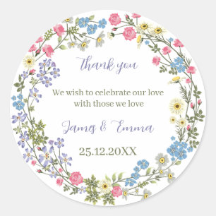 Elegant Floral Custom Wedding Classic Round Sticker