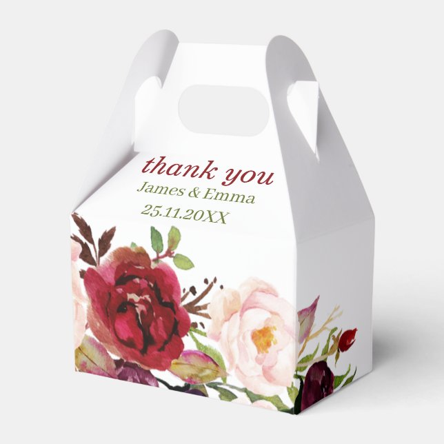 Elegant Floral Custom Wedding Favor Box (Front Side)