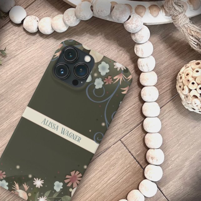 Elegant Floral Customize Name Trendy Pretty Case-Mate iPhone Case (Creator Uploaded)