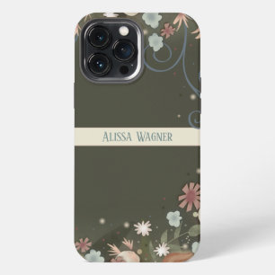 Elegant Floral Customize Name Trendy Pretty iPhone 13 Pro Max Case