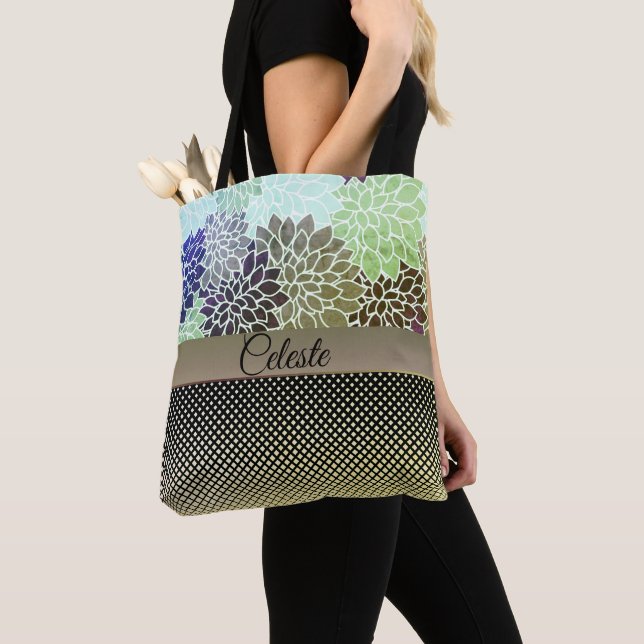 Elegant Floral Customized Tote Bag (Close Up)