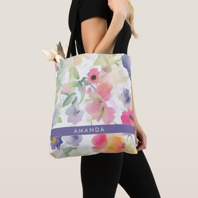  Elegant Floral Cute Trendy Chic Stylish Tote Bag (Close Up)