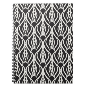 Elegant floral damask, art nouveau seamless patter notebook