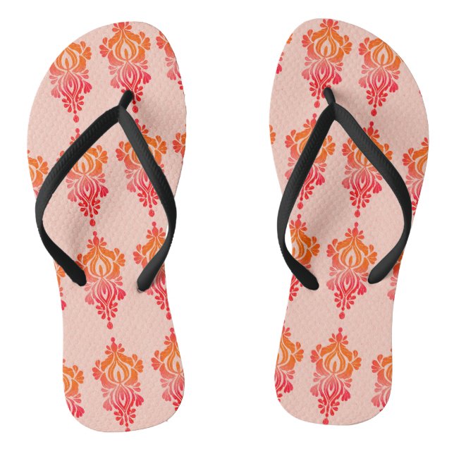 Elegant Floral Damask Chic Pattern Flip Flops (Footbed)
