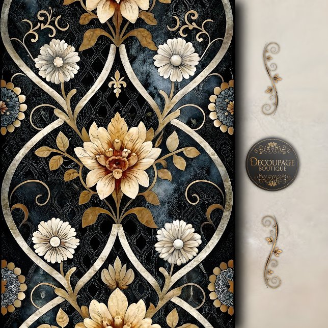 Elegant Floral Damask Decoupage Tissue Paper (Elegant Floral Damask Decoupage Tissue Paper)
