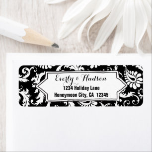 Élégant floral damassé noir et blanc personnalisé