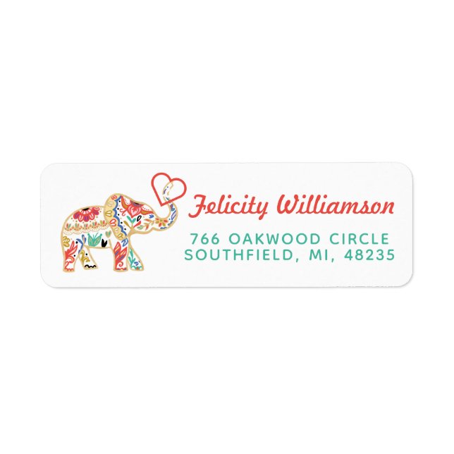 Elegant Floral Decorative Ornate Elephant Heart (Front)