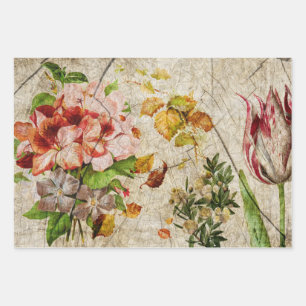 Elegant Floral Decoupage Wrapping Paper Sheet