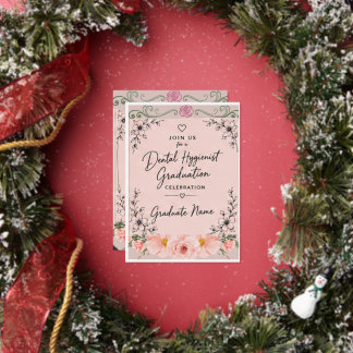 Elegant Floral Dental Hygienist Graduation Invitat