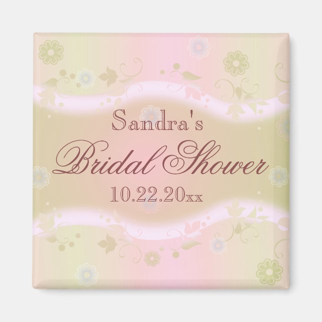 Elegant Floral Design Bridal Shower Magnet Pink (Front)